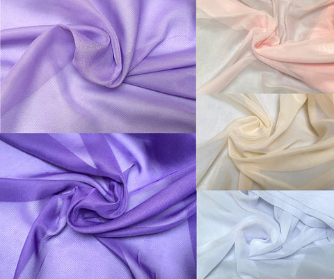 lilac or pink or white or purple or champagne cream Premium chiffon fabric sewing clothing Polyester chiffon 150cm wide Per 0.5Meter