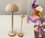 Craftuneed 1:6 miniature dollhouse handmade wood hat block stand doll wigs display props
