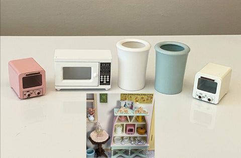 Craftuneed 1:6 dollhouse miniature microwave oven kitchen bin furniture decor barbie doll