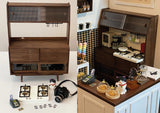 Craftuneed miniature dollhouse kitchen cabinet furniture doll hob fortune cat camera card machine accessory