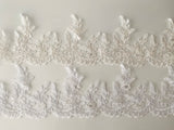 Craftuneed ivory or white sequins floral lace trim sew on bridal wedding dress hem lace trimming Per Yard