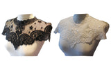 Black or off white bridal floral lace collar applique sew on tulle motif patch - Front side only, no back side.