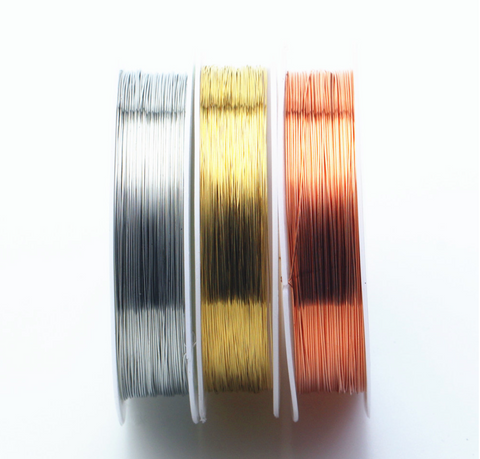 2 spools x Silver Gold Copper plated wire for Jewellery beading craft wire in 0.2mm -1mm