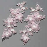 Craftuneed A pair of sew on flower beaded lace applique floral beads sequins tulle lace motif patch