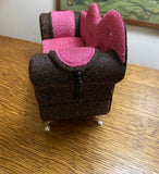 Craftuneed mini 1:6 doll sofa with cushions dollhouse furniture jewellery box with mirror