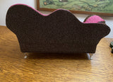 Craftuneed mini 1:6 doll sofa with cushions dollhouse furniture jewellery box with mirror