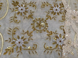 Job lot 4 pieces handmade beads lace doilies embroidery floral sequins beaded tulle table mats